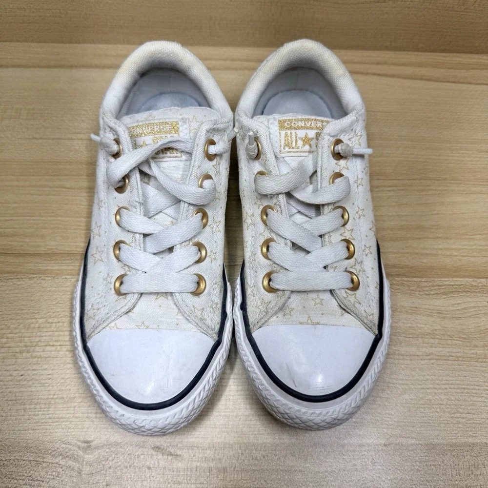 Converse Chuck Taylor AS Street Slip On Gold Star  White Gold Junior‎ Sz 13 Kids